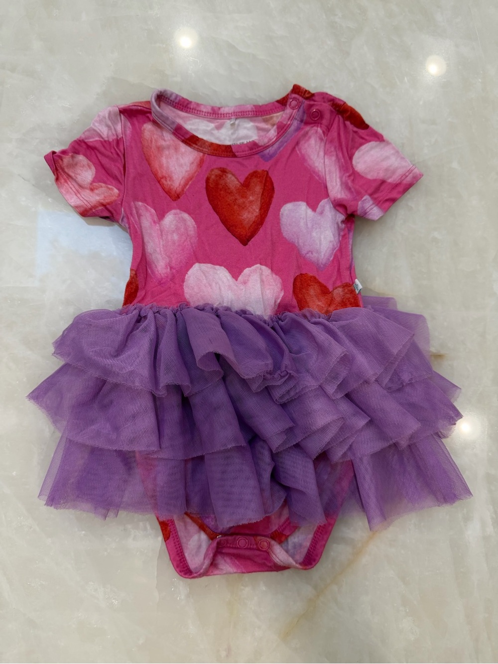 Baby Girls Pink Heart twirl Tutu One-Piece posh peanut